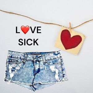Love Sick - The Short - Distressed Blue Jean Shorts - Size 0 l EUC